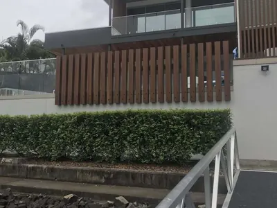 Woodonali woodgrain aluminium as fence and gate infill — Fences & Gates project