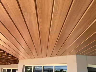 Woodonali woodgrain aluminium lining a ceiling or wall — Ceilings & Walls project