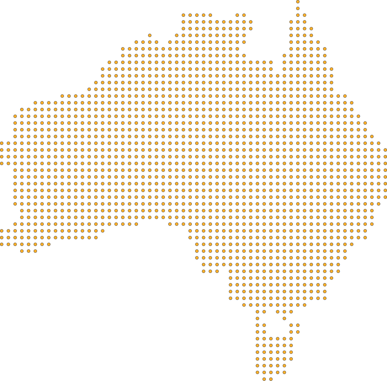 Map of Australia marking Woodonali's nationwide supply