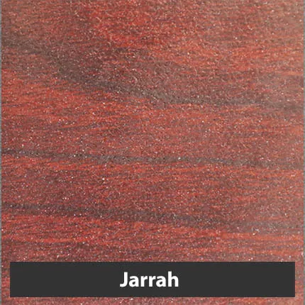 Jarrah woodgrain aluminium finish